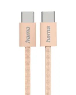 HAMA Кабел за зареждане "Fabric" USB-C - USB-C 1 m Nylon оранжев