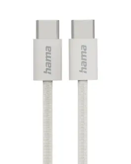 HAMA Кабел за зареждане "Fabric" USB-C - USB-C 1 m Nylon сив