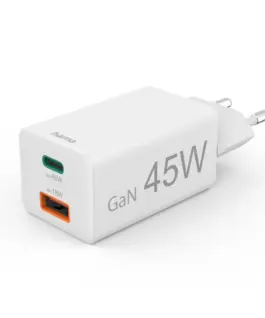 HAMA Бързо мини зарядно 45 W 1x USB-C - 1x USB-A PD бяло
