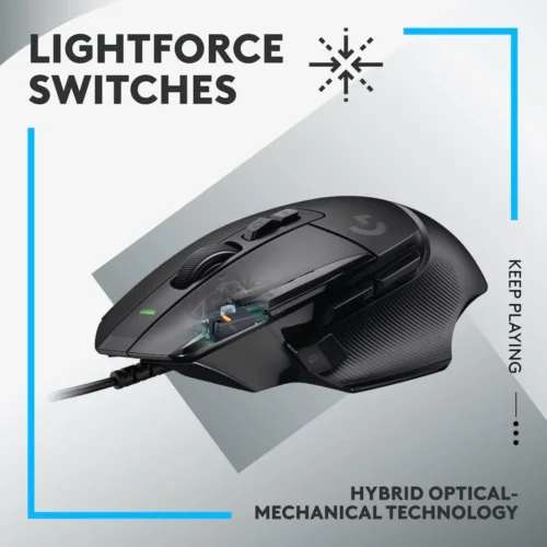 Alternative view of Геймърска мишка Logitech, G502 X, Оптична,  Жична, USB, Черна