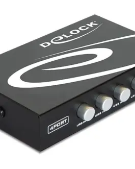 Превключвател Delock Ръчен 4 x USB 2.0 порта Черен