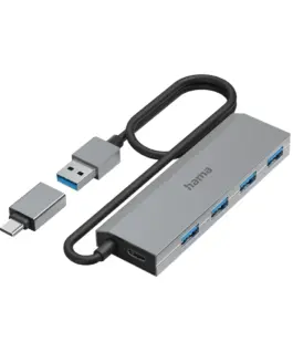 HAMA 4-портов хъб USB 3.2 Gen 1 5 Gbit/s USB-C адаптер авт.