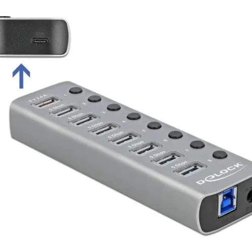 Alternative view of USB хъб, 9 порта, DELOCK 63264