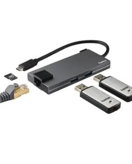 Alternative view of USB-C хъб, 5-портов, 2 x USB-A, 1 x USB-C, 1 x HDMI, 1х LAN, Сив