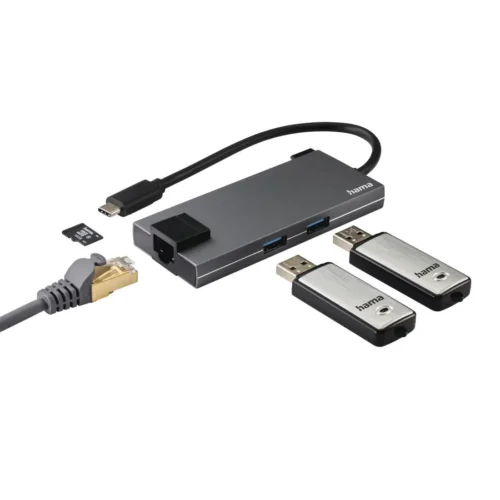 Alternative view of USB-C хъб, 5-портов, 2 x USB-A, 1 x USB-C, 1 x HDMI, 1х LAN, Сив