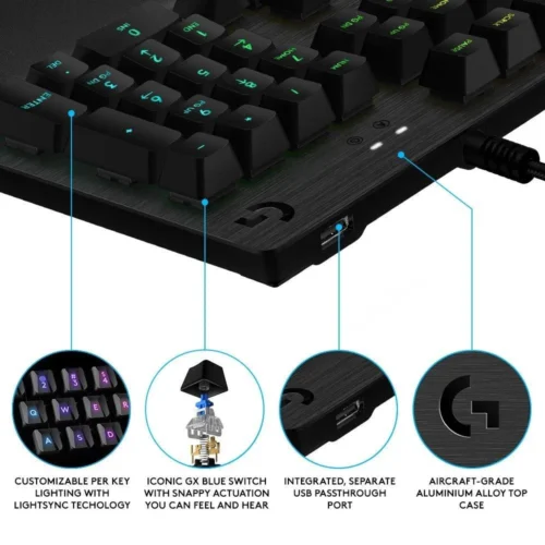 Alternative view of Геймърска механична клавиатура Logitech, G513 Carbon RGB, GX Brown Mechanical суичове