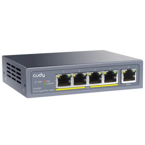 Alternative view of Суич Cudy GS1005P, 5 портов, 10/100/100, PoE+ Switch 60W, Uplink порт