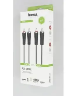 Alternative view of Аудио кабел HAMA, 2 x Чинч мъжко -2 x Чинч мъжко, 5м, Черен