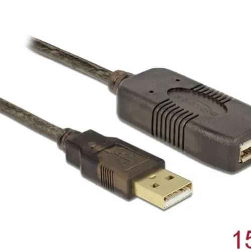 Alternative view of Удължителен кабел DeLock, USB-A женско - USB-A мъжко, USB 2.0, 15 м, Черен