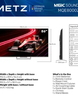 Alternative view of Телевизор METZ 86MQE8000Z, 86"(217 см), QLED, Google TV, 4K/UHD, 144Hz