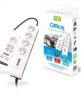 EVER Office Plus surge protector 1.2m + 1.8m T / LZ06-OFP018 / 0000