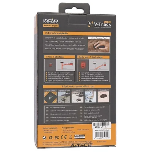 A4 Tech Mouse V-TRACK G9-500F-1 черен RF NANO