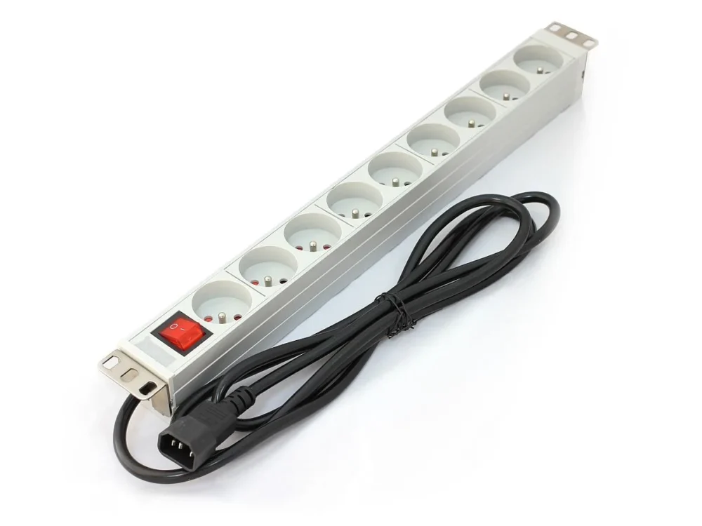 Digitus The PDU 19 rack, 9 slots Type E, C14 connector кабел, 2m, aluminum switch