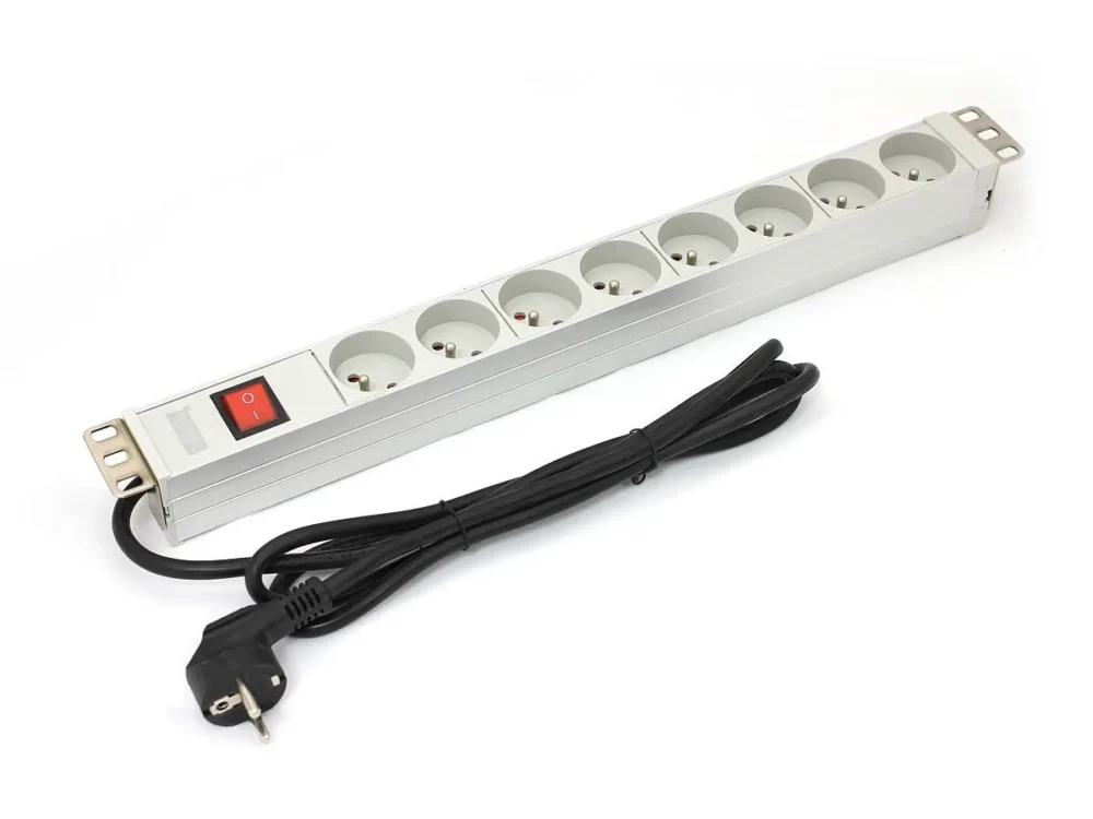 Digitus PDU 19 rack, 8 slots Type E, Schuko plug, 1.8m кабел, aluminum switch