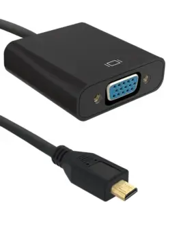 Qoltec адаптер Micro HDMI D male / VGA female | 0.2m