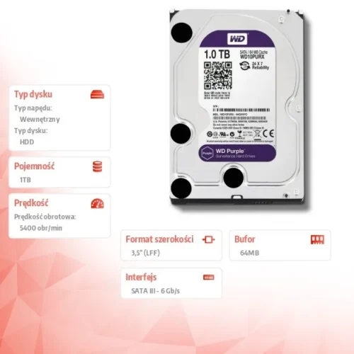Western Digital HDD лилав 1TB 3