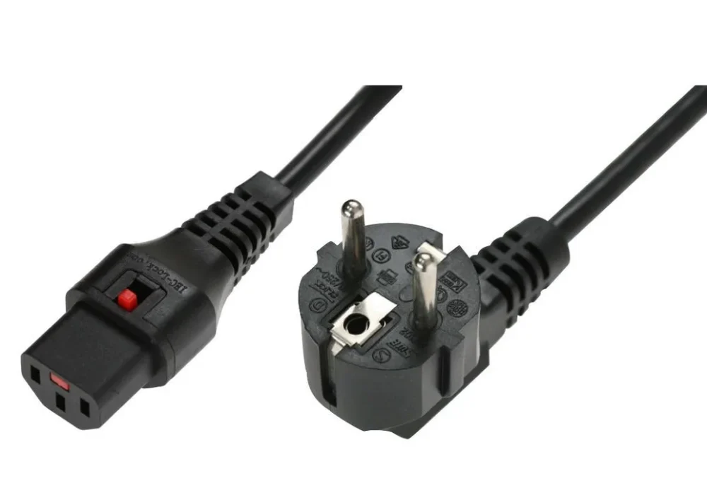 Digitus кабел за връзка 3x1mm2 Type Schuko angle/IEC C13 straight M/Z 2m черен