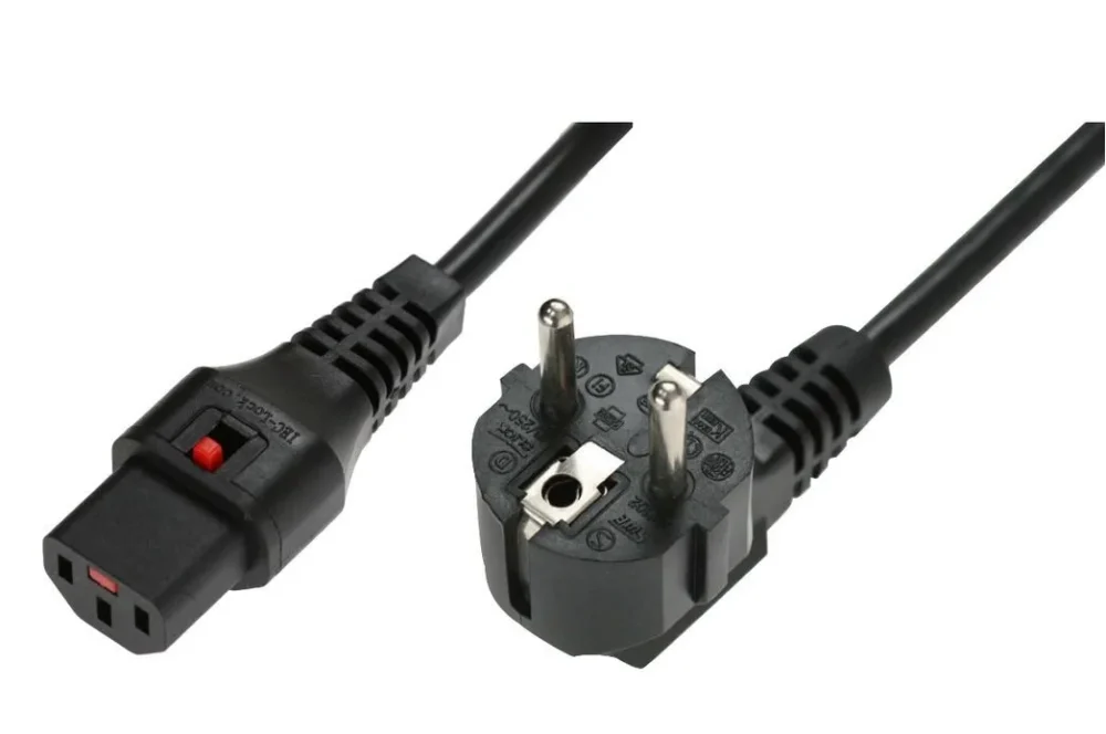 Digitus кабел за връзка 3x1mm2 Type Schuko angle/IEC C13 straight M/Z 1m черен