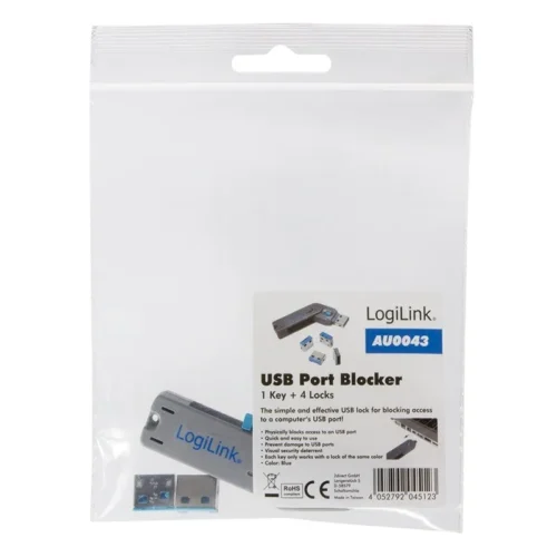 LogiLink USB port blocker 1xkey 4x locks