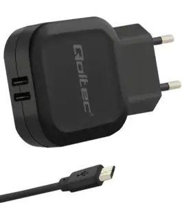 Qoltec Network зарядно 17W | 5V | 3.4A | 2xUSB + Micro USB кабел
