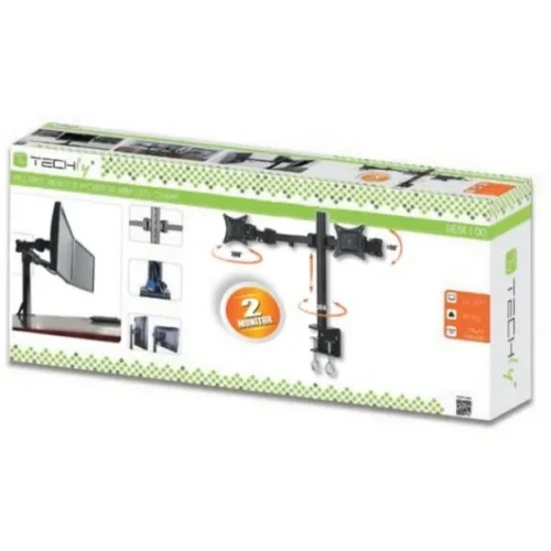 Techly Double twin desk LED/L D monitor arm 13-27 inch черен