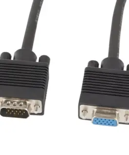 Lanberg кабел VGA Ferryt 1.8M M/F Shield черен