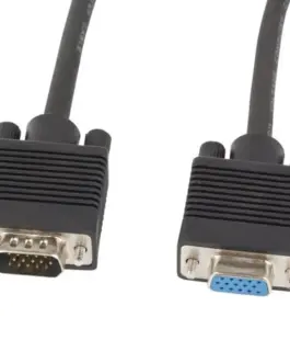 Lanberg кабел VGA Ferryt 1.8M M/F Shield черен