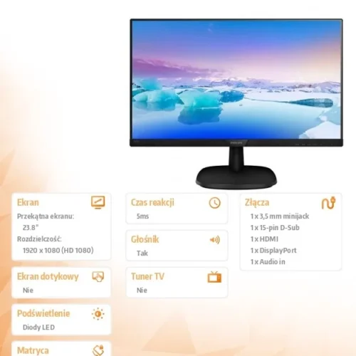 Philips Monitor 23.8 243V7QJABF IPS HDMI DP Speakers
