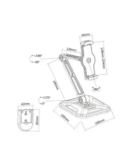 Alternative view of Techly Desktop /wall arm for Таблет and iPad 4.7-12 inches adjustable черен