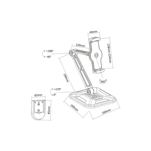 Alternative view of Techly Desktop /wall arm for Таблет and iPad 4.7-12 inches adjustable черен