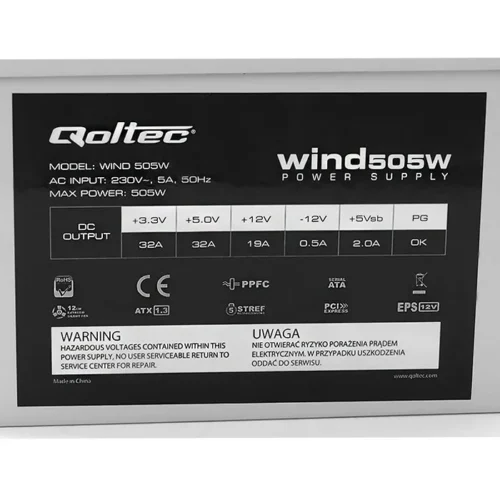 Alternative view of Qoltec ATX захранващ блок Qoltec Wind 505W (bulk)