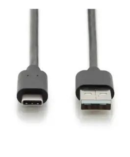 Alternative view of Digitus кабел за връзка USB 2.0 HighSpeed Type USB C/USB A M/M черен 3