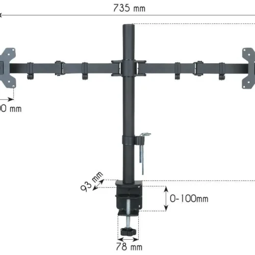 Techly Double desk LCD monitor arm 13-27inch 2x10kg VESA adjustable