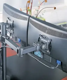 Techly Double desk LCD monitor arm 13-27inch 2x10kg VESA adjustable