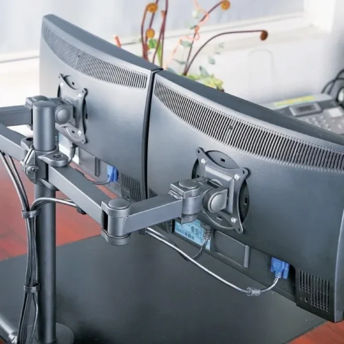 Techly Double desk LCD monitor arm 13-27inch 2x10kg VESA adjustable