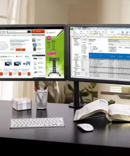 Techly Double desk LCD monitor arm 13-27inch 2x10kg VESA adjustable