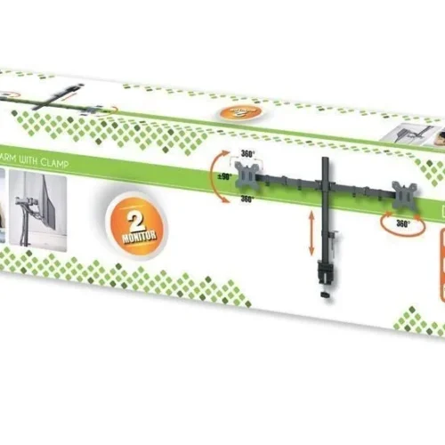 Techly Double desk LCD monitor arm 13-27inch 2x10kg VESA adjustable