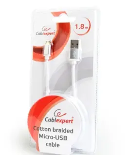 Alternative view of Gembird памучна оплетка Micro USB кабел/1.8m/silver