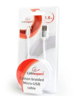 Alternative view of Gembird памучна оплетка Micro USB кабел/1.8m/silver