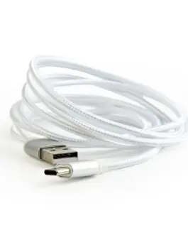Gembird памучна оплетка USB Type C кабел/1.8m/silver