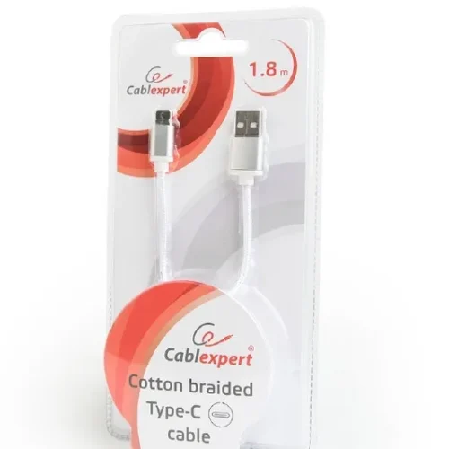 Alternative view of Gembird памучна оплетка USB Type C кабел/1.8m/silver