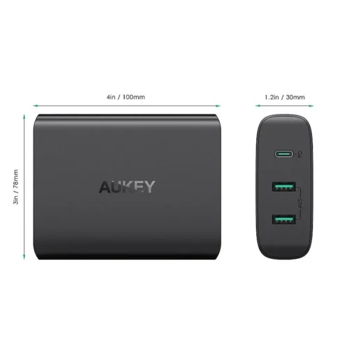 AUKEY зарядно ultrafast PA-Y12 3xUSB Power Delivery 3.0 7.8A 72W