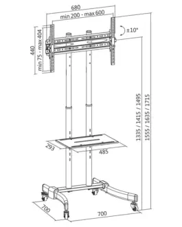 Alternative view of LogiLink Free standing handle 37-70 max 40kg, VESA 600x400