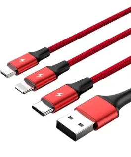Unitek кабел за зареждане 3-in-1 USB - USB-C/microUSB/ Lightning, 1,2m, C4049RD