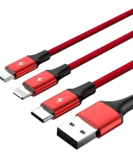 Unitek кабел за зареждане 3-in-1 USB - USB-C/microUSB/ Lightning, 1,2m, C4049RD