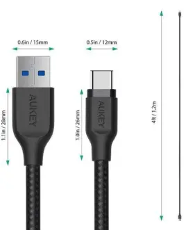 Alternative view of AUKEY CB-AC1 черен nylon quick кабел Quick Charge | FCP | AFC | USB C-USB 3.1 | 1.2m | 5 Gbps