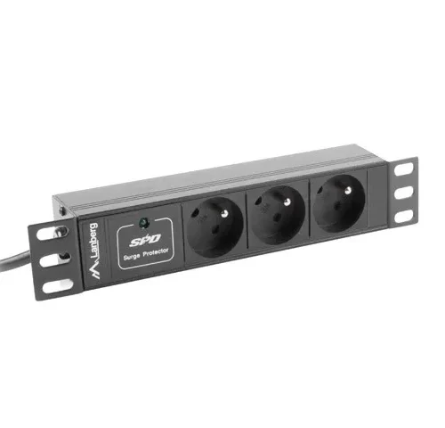 Lanberg Surge protector Rack PDU 10 inch 1U 3x PL 2m 16A 230V PL черен