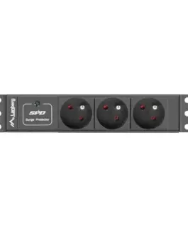 Alternative view of Lanberg Surge protector Rack PDU 10 inch 1U 3x PL 2m 16A 230V PL черен