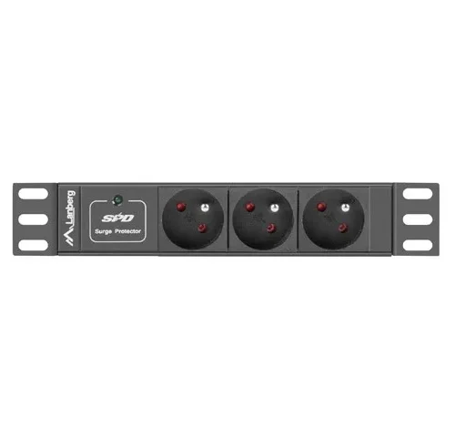 Alternative view of Lanberg Surge protector Rack PDU 10 inch 1U 3x PL 2m 16A 230V PL черен