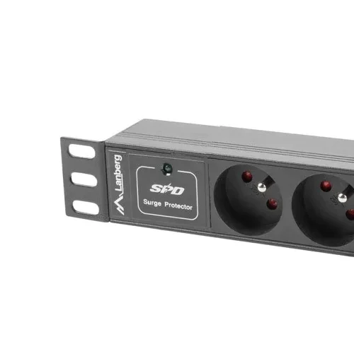Lanberg Surge protector Rack PDU 10 inch 1U 3x PL 2m 16A 230V PL черен